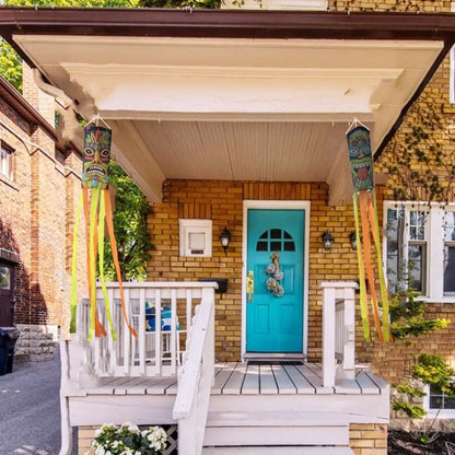 1 pcs Luan Tiki Totem Outdoor Windsock ,Tropical Party Celebration Garden Windsock decoration Aloha Hawaiian Ocean Decor