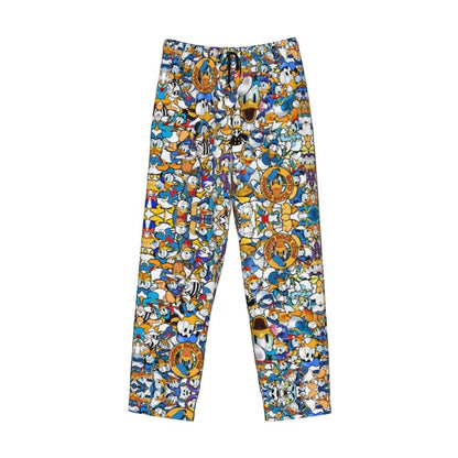 Custom Print Mickey Mouse Donald Duck Pajama Pants Men Sleep Sleepwear Bottoms with Pockets