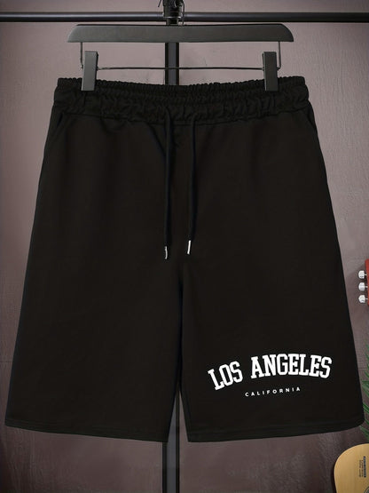 Los Angeles' Print Men's Loose Large Drawstring Casual Minimalist Shorts  Streettshirt Individual Casual Clothes