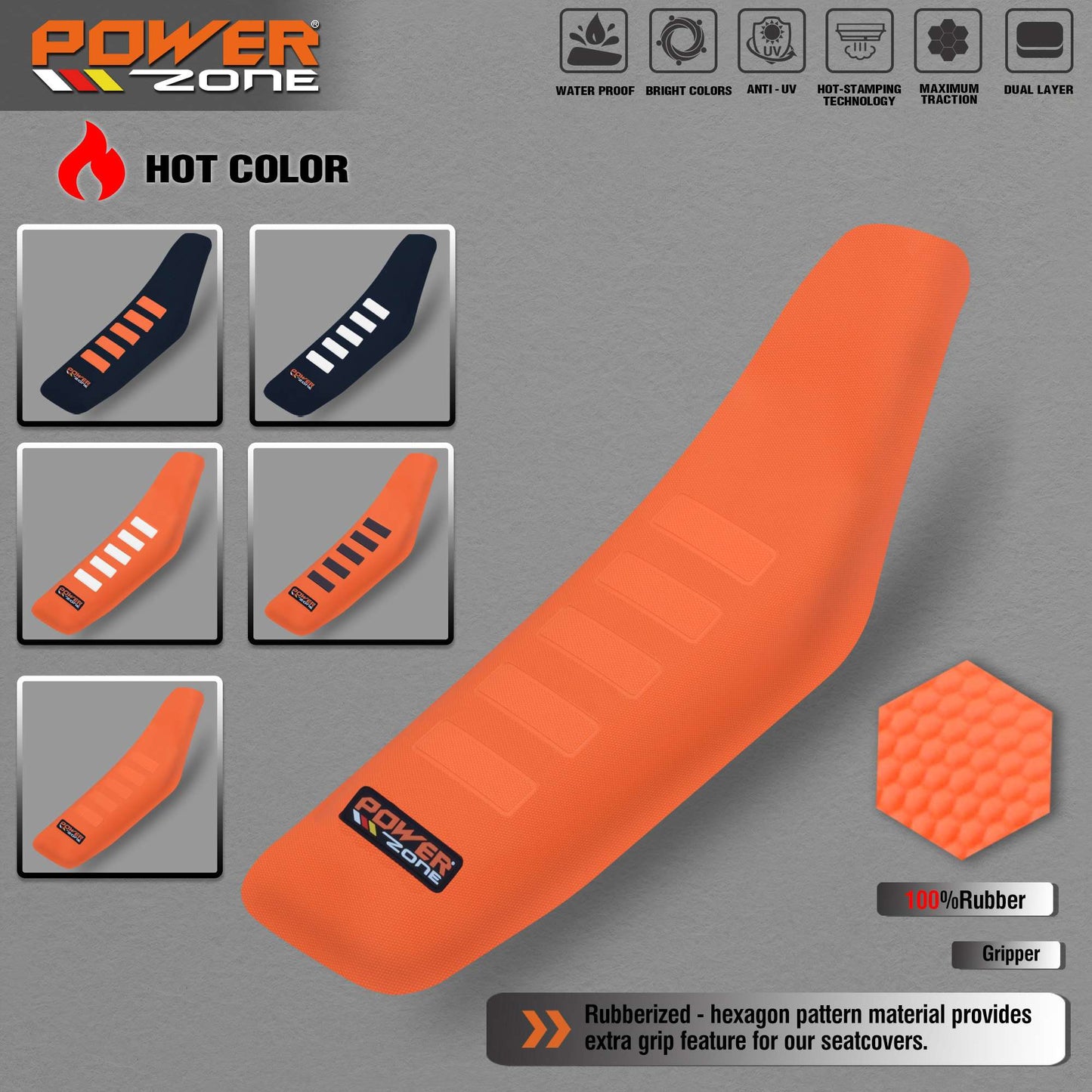 Capa de Banco Powerzone Rib Canelada com Aderência em Conjunto Impermeável Antiderrapante Proteção Aplicável a SXF EXC KXF CRF YZF WR TC TE
