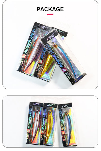 FJORD 110S 37g 90S 29g 70S 17g Heavy Sinking Minnow Fishing Lures Saltwater Freshwater Long Casting Sea Artificial Bait Jerkbait