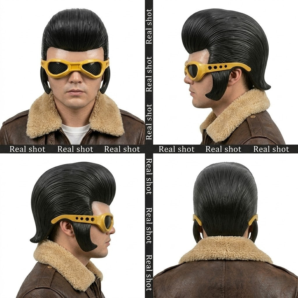 Elvis Presley Inspired Half Face Latex Mask Retro Vintage Costume Prop For Halloween Party Cosplay