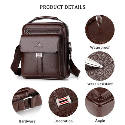 High Quality Men Shoulder Bag Men PU Leather Flaps Men's Crossbody Bags Business Flap Male Solid Messenger Bag Travel Bag