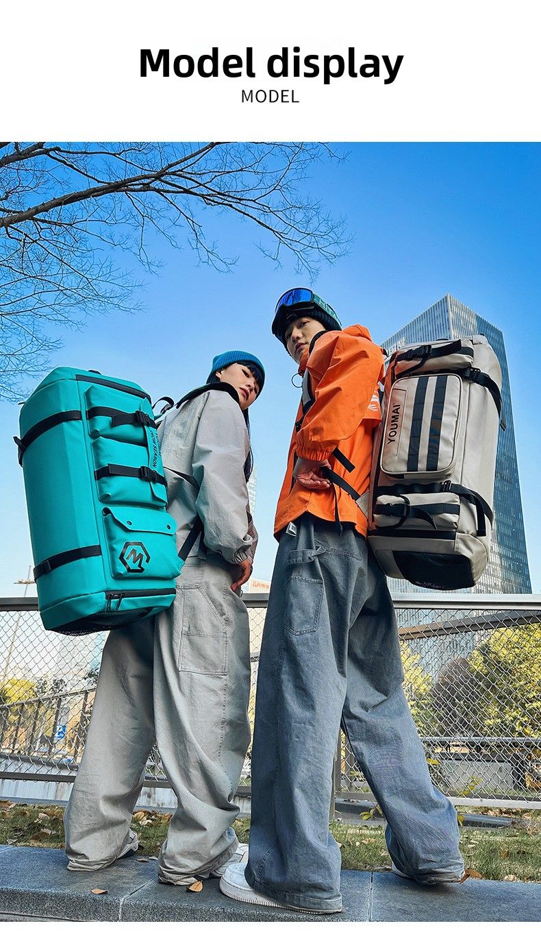 KLQDZMS Men's Backpack Outdoor Sports Ski Shoulder Bag Oxford Cloth Large Capacity Wearable Travel Bag Women's Luggage Bag