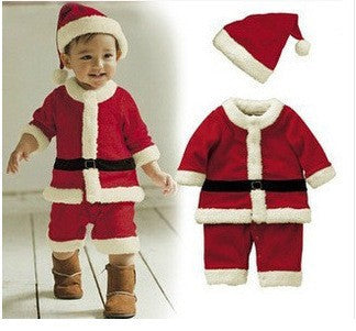 Christmas Baby Santa Claus Cosplay Costume Baby Boys Girls 3/4 Sleeve Clothes Toddler Kids Dress Children Clothing for 1-8 Years
