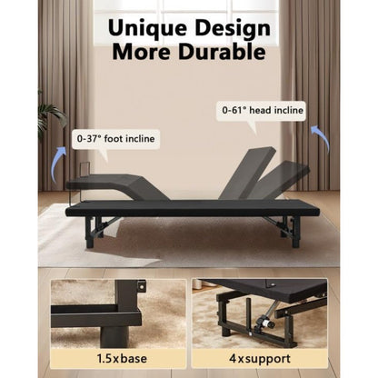 King Size Adjustable Bed Frame with Quiet Motor - Head & Foot Incline, Zero Gravity, Wireless Remote Control, Easy Installation