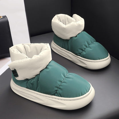 Outdoor Plush Warm Men's Snow Boots Winter Couple Cotton Shoes Down Non-Slip Waterproof Fashion Kids Shoes Slip on Soft Sneakers