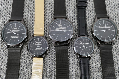 Free Personalized Engrave with Your Name Logo Text Men's Women's Mesh 3 ATM Water Resistant Wristwatch Customized Wrist Watch