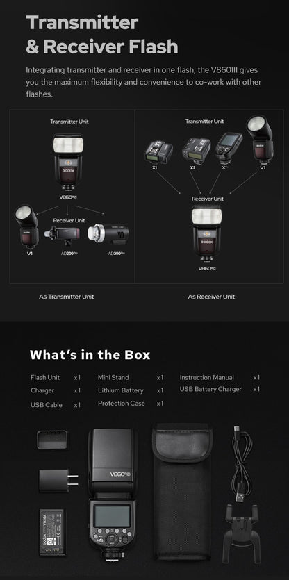Godox V860III V860 III ON Camera Flash Light E-TTL II HSS Speedlite for Canon Sony Nikon Fujifilm Olympus Panasonic Pentax Light