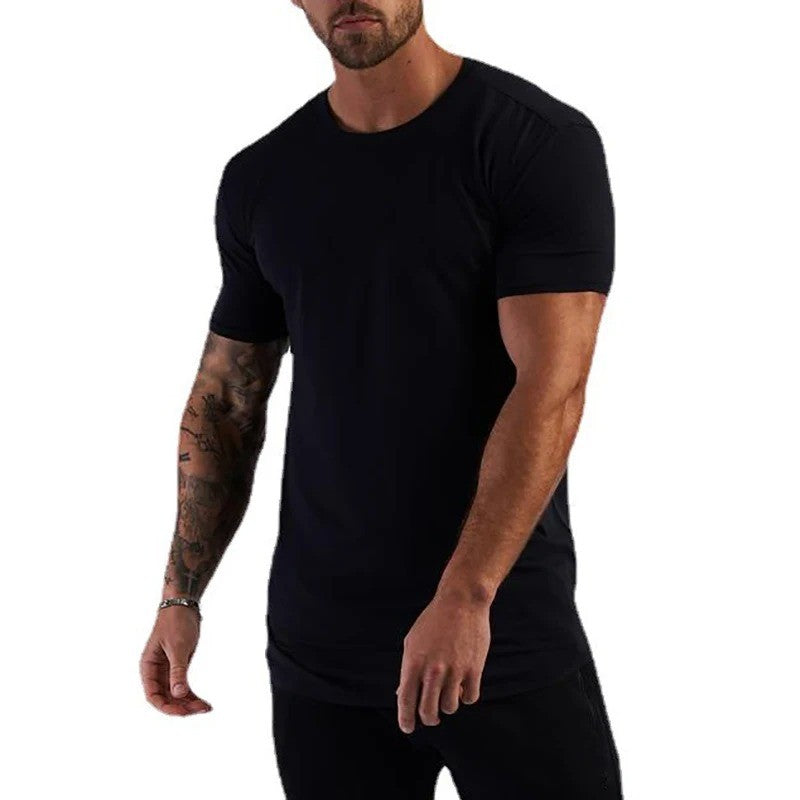 Summer Cotton Sports T-Shirts Mens Slim Fit Gym Fitness Male T Shirt Casual Running Bodybuilding Man Jogging Workout Clothing  ?