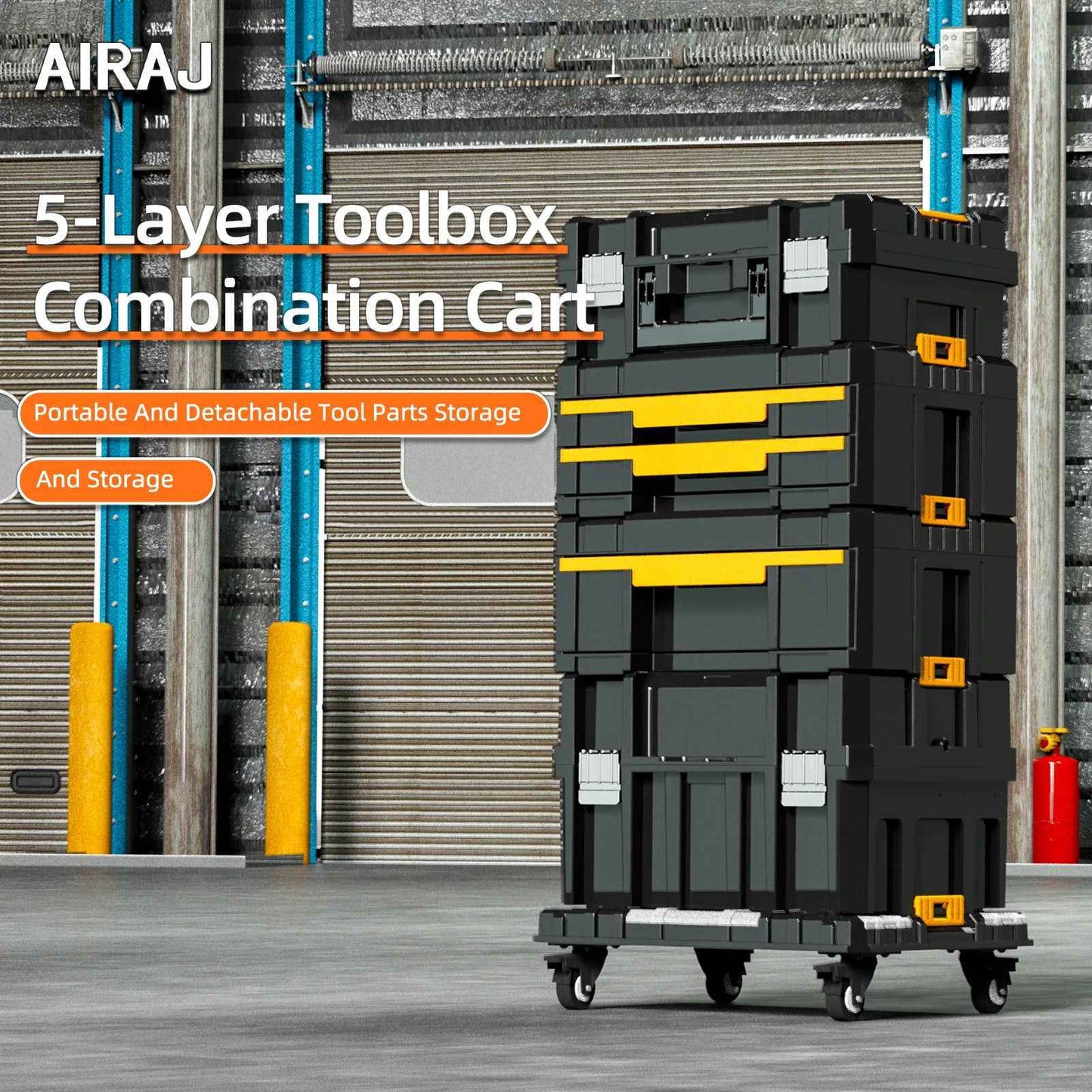 AIRAJ Conjunto de Caixa de Ferramentas Modular Empilhável - Caixa de Ferramentas Portátil com Rodas para Montagem Modular e Fácil Mobilidade que Economiza Espaço!