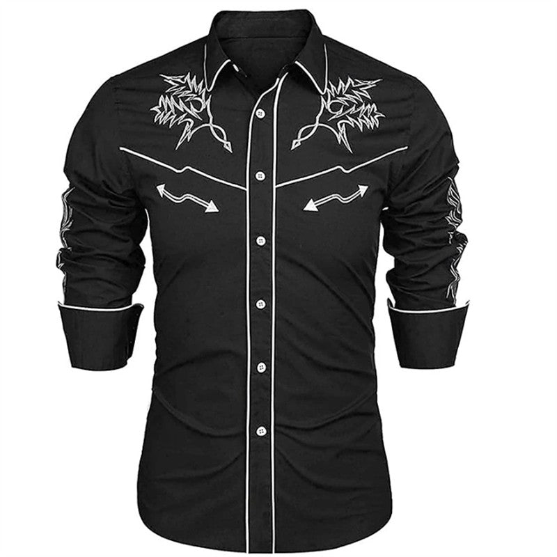 Top Men's Shirt Western Tribal Ethnic Style Designer Design Rose High Quality Luxury Men Sports Leisure Outdoor Party 2023 New