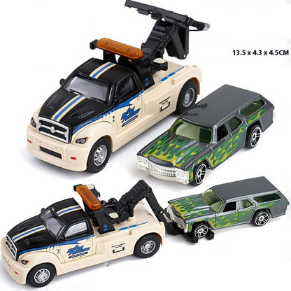 Minicaminhão de Reboque de Contêiner 1:64 Brinquedo Modelo de Liga Série de Carros Diecast com Veículos de Metal de Fricção Modelo Clássico Presente Infantil