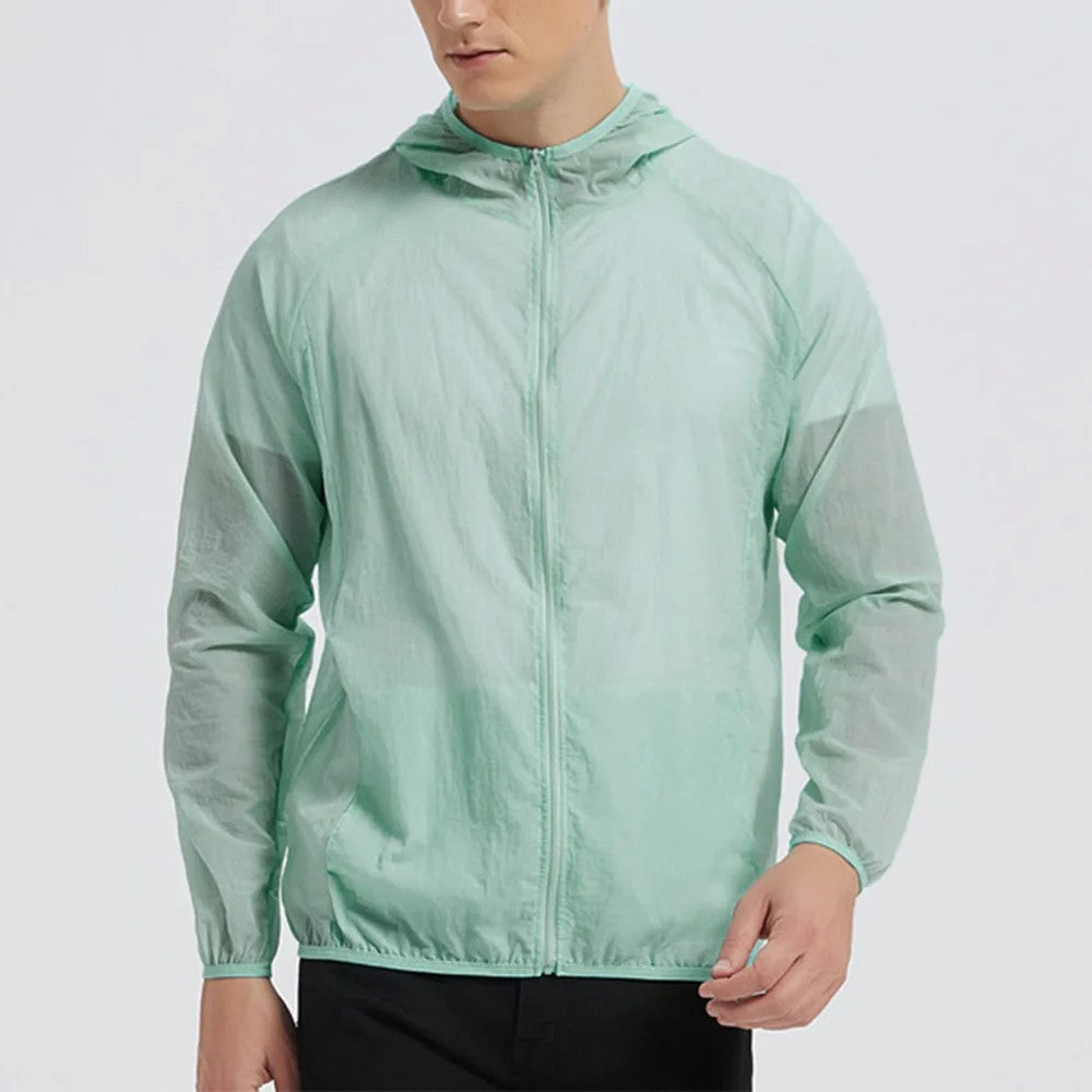 Summer Men's Sun Protection Clothing Lightweight Breathable Ice Silk Hooded Quick Dry Jacket Outdoor Anti-ultraviolet Skin Coat
