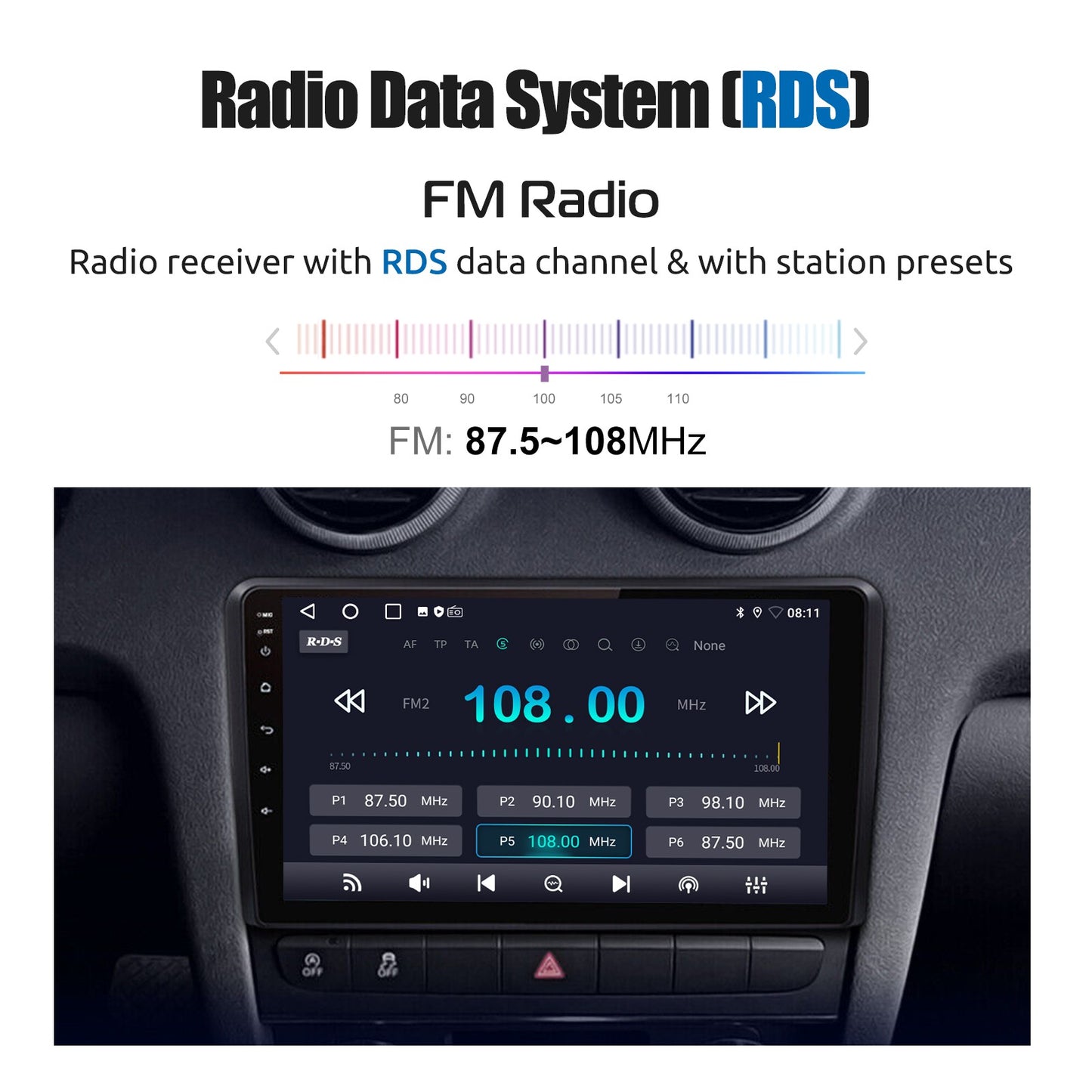 ESSGOO 9" Carplay AndroidAuto Car Stereo Multimedia Player Radio Android 13 GPS SAT Navi Wifi BT FM RDS For Audi A3 8P 2003-2013