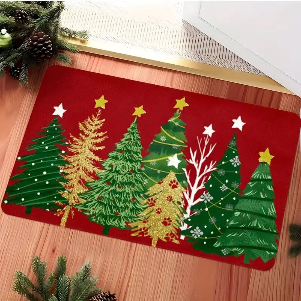 Merry Christmas Christmas Tree Enlargement Doormat Machine Washable for Living Room, Bedroom, Kitchen, Household Entry Doormat