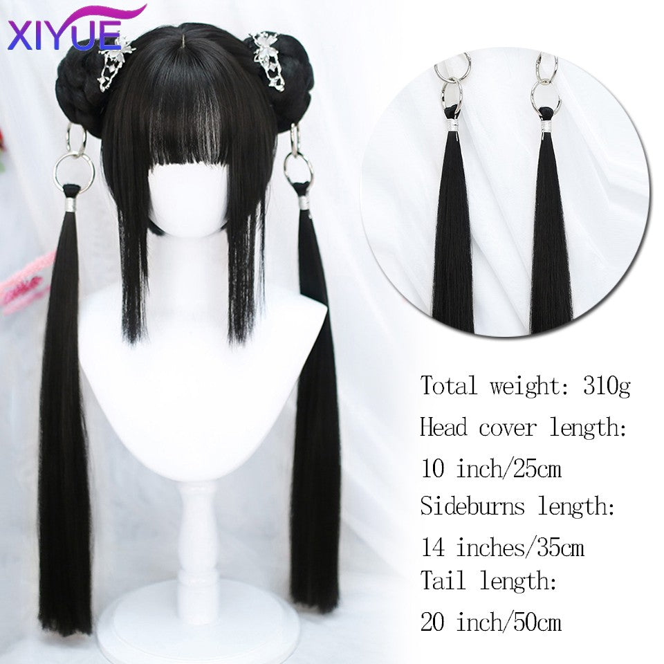 XIYUE Synthetic Long Straight Lolita Wig with Bang Red Ombre Black Cosplay Party Halloween Christmas Wavy Curly Harajuku Wig