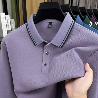 100% pure cotton high-quality brand men's long sleeve polo shirt autumn fashion striped original design golf top casual T-shirt