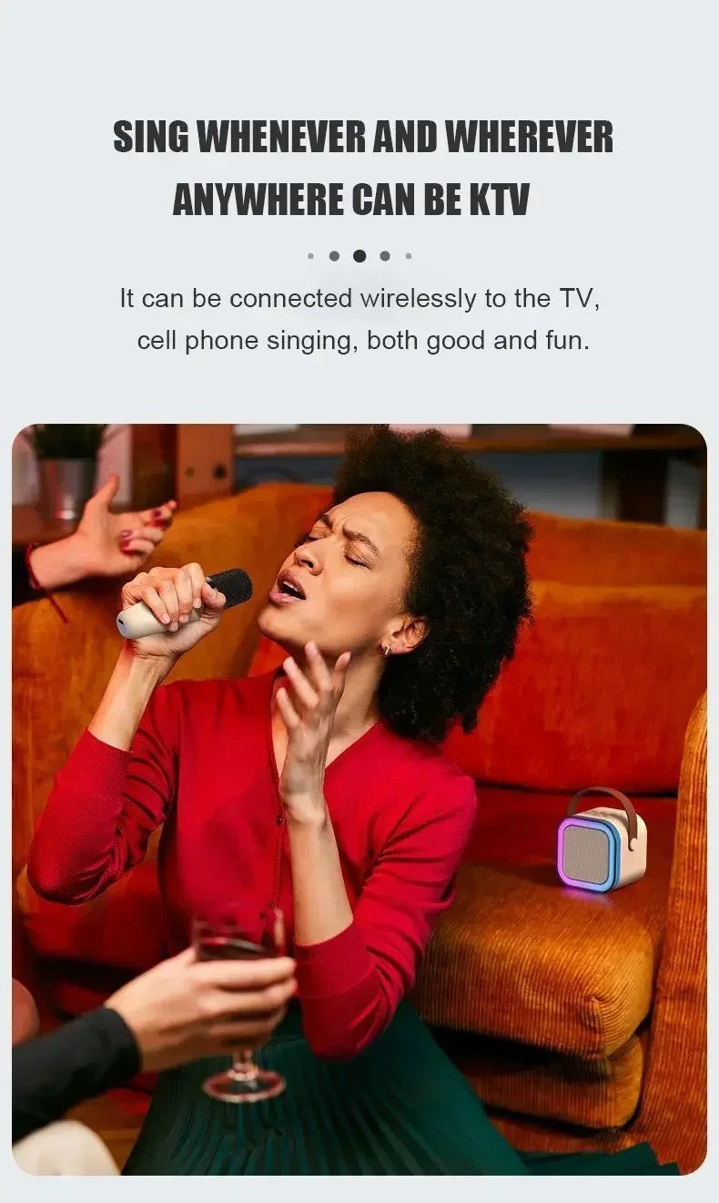 Caixa de Som Portátil Bluetooth Sem Fio Xiaomi K12 com 2 Microfones e Karaokê para Cantar em Família, Presente para Crianças