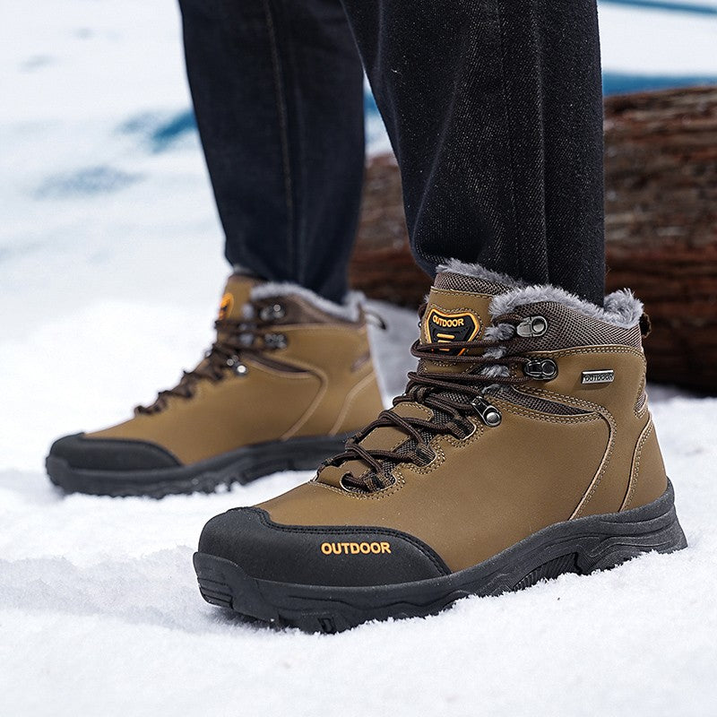 New Men Winter Snow Boots For Waterproof Leather Sneakers Super Warm Men's Boots Outdoor Male Hiking Boots Work Shoes Big Size