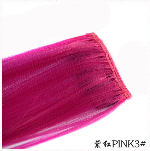 LIHUI Longo Liso Colorido Aplique de Cabelo Extensões de Cabelo com Clipe Mechas Arco-Íris Destaque Cabelo Sintético Rosa em Clipe