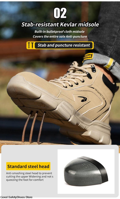 Botas de Segurança Masculinas com Biqueira de Aço Indestrutíveis para Construção Botas de Segurança à Prova de Perfurações Calçados de Trabalho Masculinos Protetores