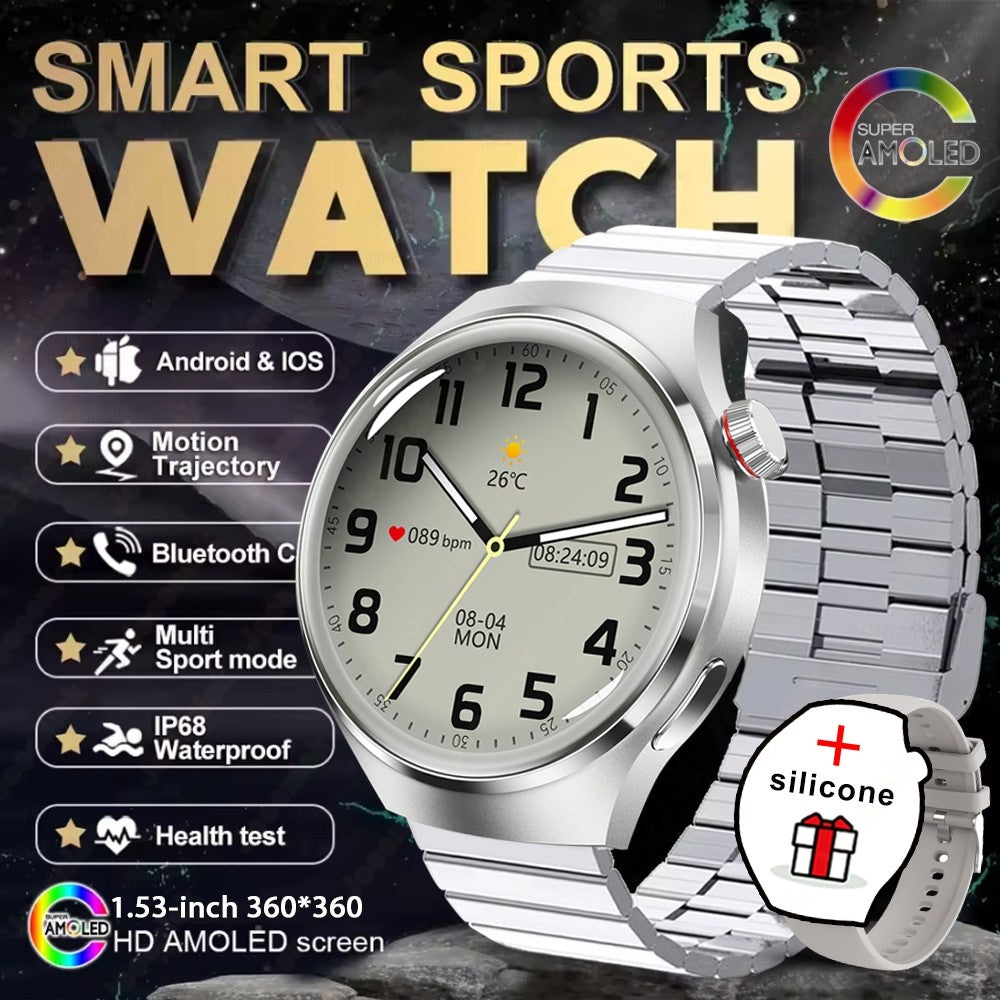 2025 New Watch 4 GT Series Smart Watch Men AMOLED Screen Heart Rate Health Monitoring Bluetooth Call Business Smartwatch Man