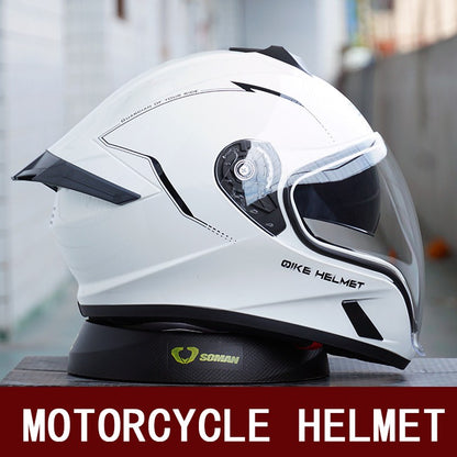Capacete de motocicleta masculino e feminino com lente dupla antiembaçante integral para motoqueiro com pedal de cruzeiro e capacete universal para todas as estações com certificação DOT