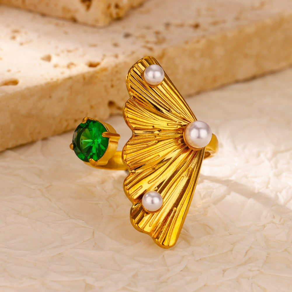 Anéis de Luxo em Aço Inoxidável Banhado a Ouro Pedra Colorida Zircônia Cristal Coração Anel Feminino Casamento Joias Boho Presente de Natal
