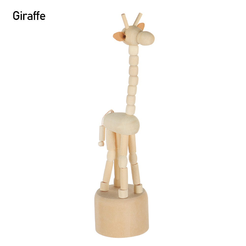 1Pc Wooden Animal Ornaments Mini Desktop Movable Puppet Fingurine Home Decoration Crafts Toy Gifts Home Book Shelf Fun Decor