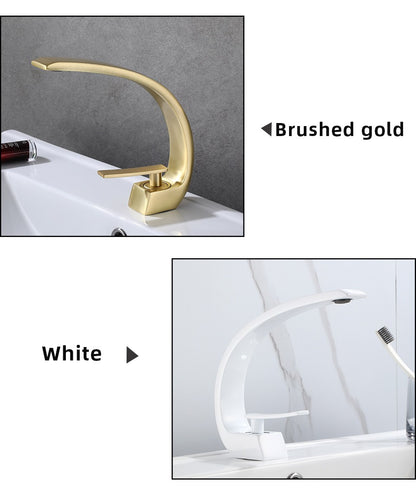 Basin Faucet Modern Bathroom Mixer Tap Black/Gold Wash basin Faucet Single Handle Hot and Cold Waterfall Faucet