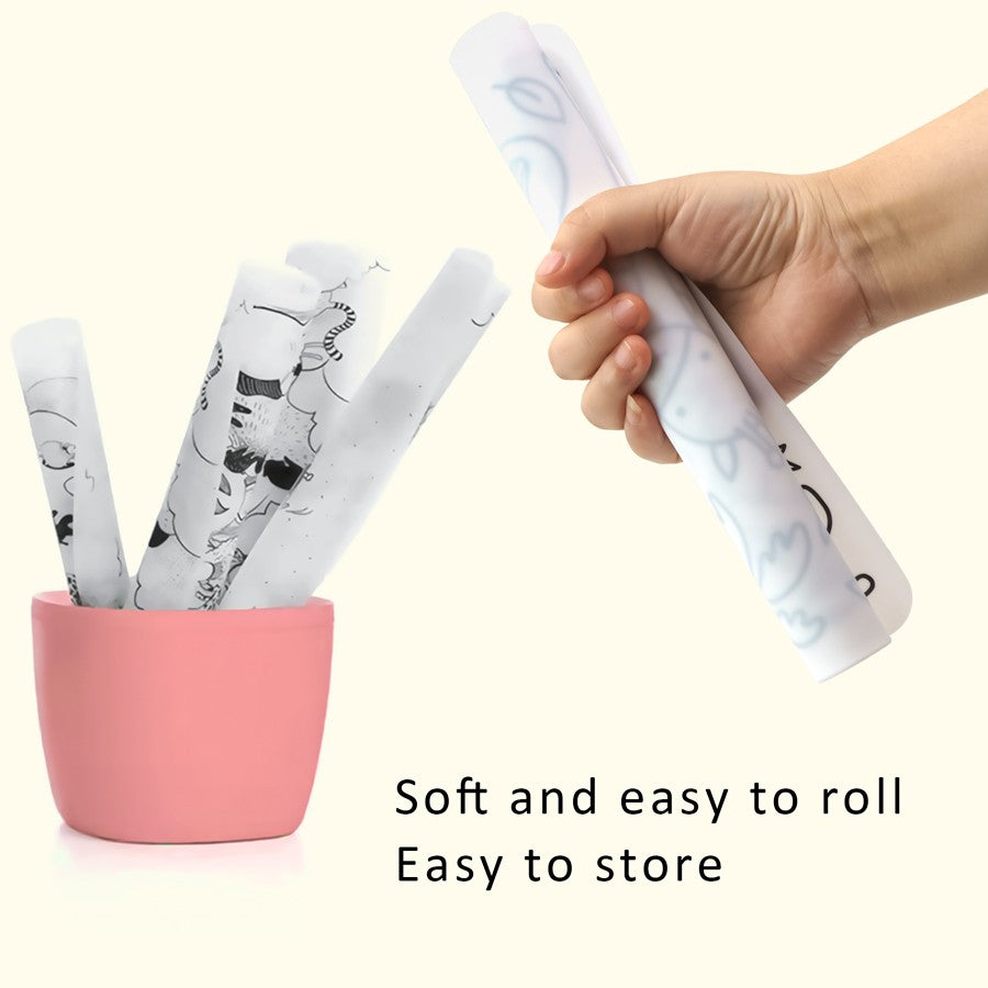 Personalized DIY Color Silicone Baby Placemats Cartoon Pattern Table Placemats Reusable Doodle Drawing Mat Baby Stuff