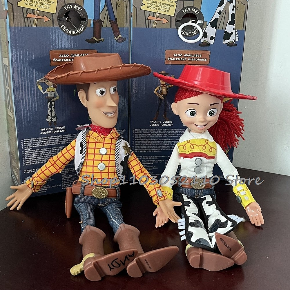 Toy Story 4 Woody e Jessie Articulados com Falas Canto Macio Fofo Anime Figura Decoração Modelo Presente de Aniversário Brinquedos