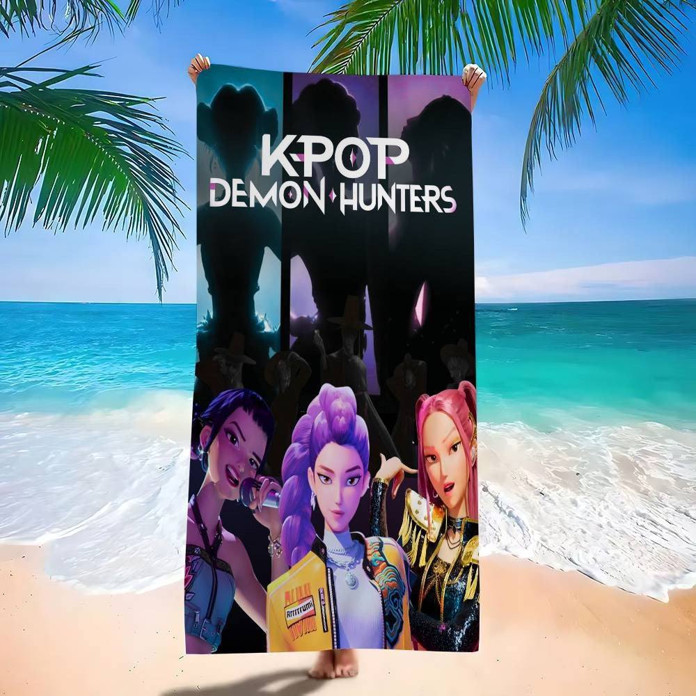 Kpop D-demon Hunters Microfiber Beach Towel Absorbent Quick Dry Soft Yoga Swimming Resort Mountain Climbing Towel