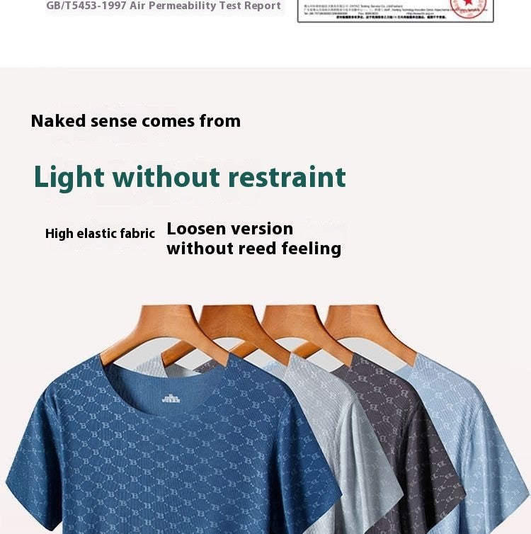 Summer Men's Pajamas Homewear Set Printed Ice Silk T-Shirt Short-Sleeved Modal Casual Pajamas Men's Pajama Trousers Thin Suit