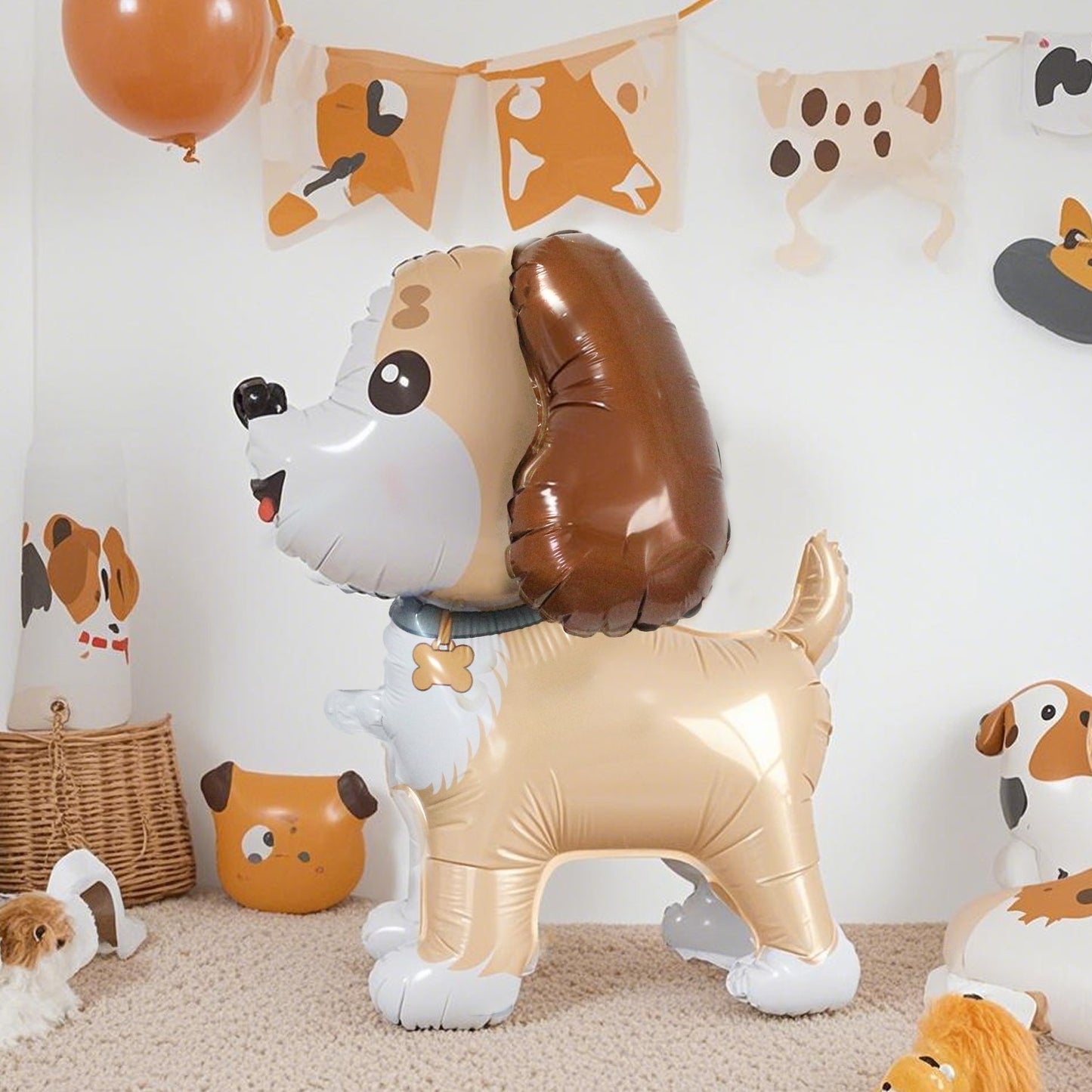 Dog Aluminum Film Balloon Husky Corgi Big Ear Dog Cartoon Shaped Balloon Children's Birthday Decoration Shower Decoration
