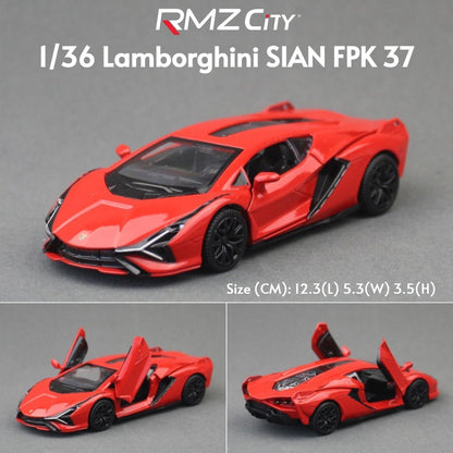 1/36 Lamborghini Super Sport Miniatura de Carro de Brinquedo para Crianças RMZ CiTY Diecast Metal Carrinho de Fricção para Coleção Presente Meninos