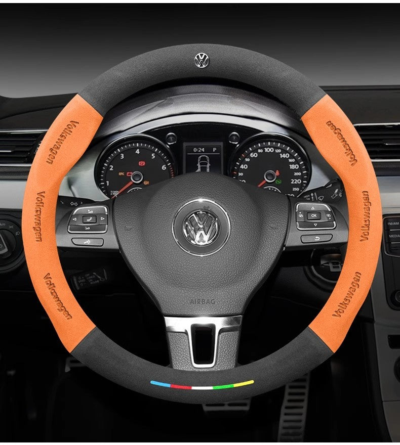 Car Suede Anti-Slip Steering Wheel Cover For Volkswagen Passat Golf 5 GTI Beetle Tiguan Touareg Polo T-ROC T-Cross Magotan Jeeta