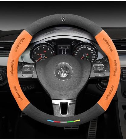 Car Suede Anti-Slip Steering Wheel Cover For Volkswagen Passat Golf 5 GTI Beetle Tiguan Touareg Polo T-ROC T-Cross Magotan Jeeta