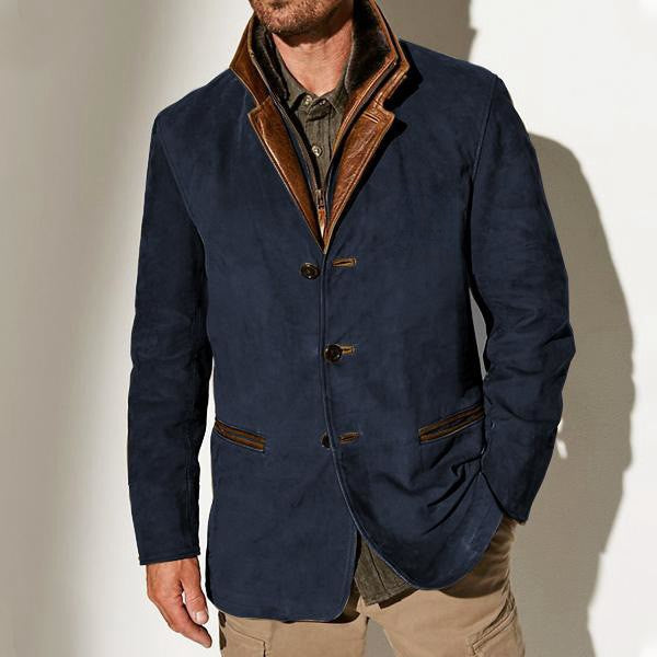 Spring Autumn New Men's Jackets Casual Retro Formal Coats for Men Collar Splicing Color Contrasting Tops Men Clothing