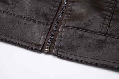 Men's Leather Jacket 2025 New Spring Autumn Winter Korean Style Slim Fit Trendy Fleece Lined Thickened Motorcycle Jacket Men's