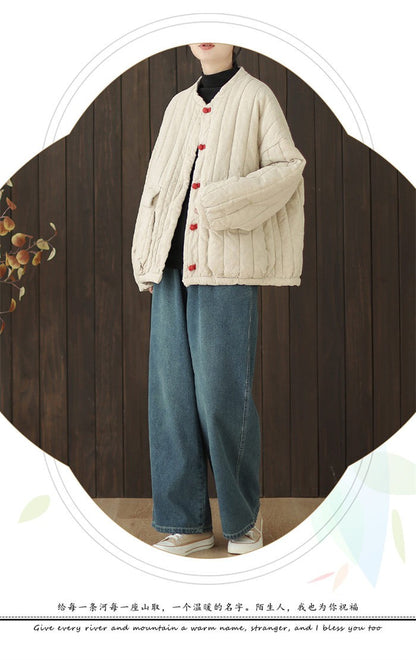 Cotton And Linen Women's Quilted Jacket 2024 New Autumn And Winter Retro Chinese Style Short Thick Casual Padded Coat Top K2675