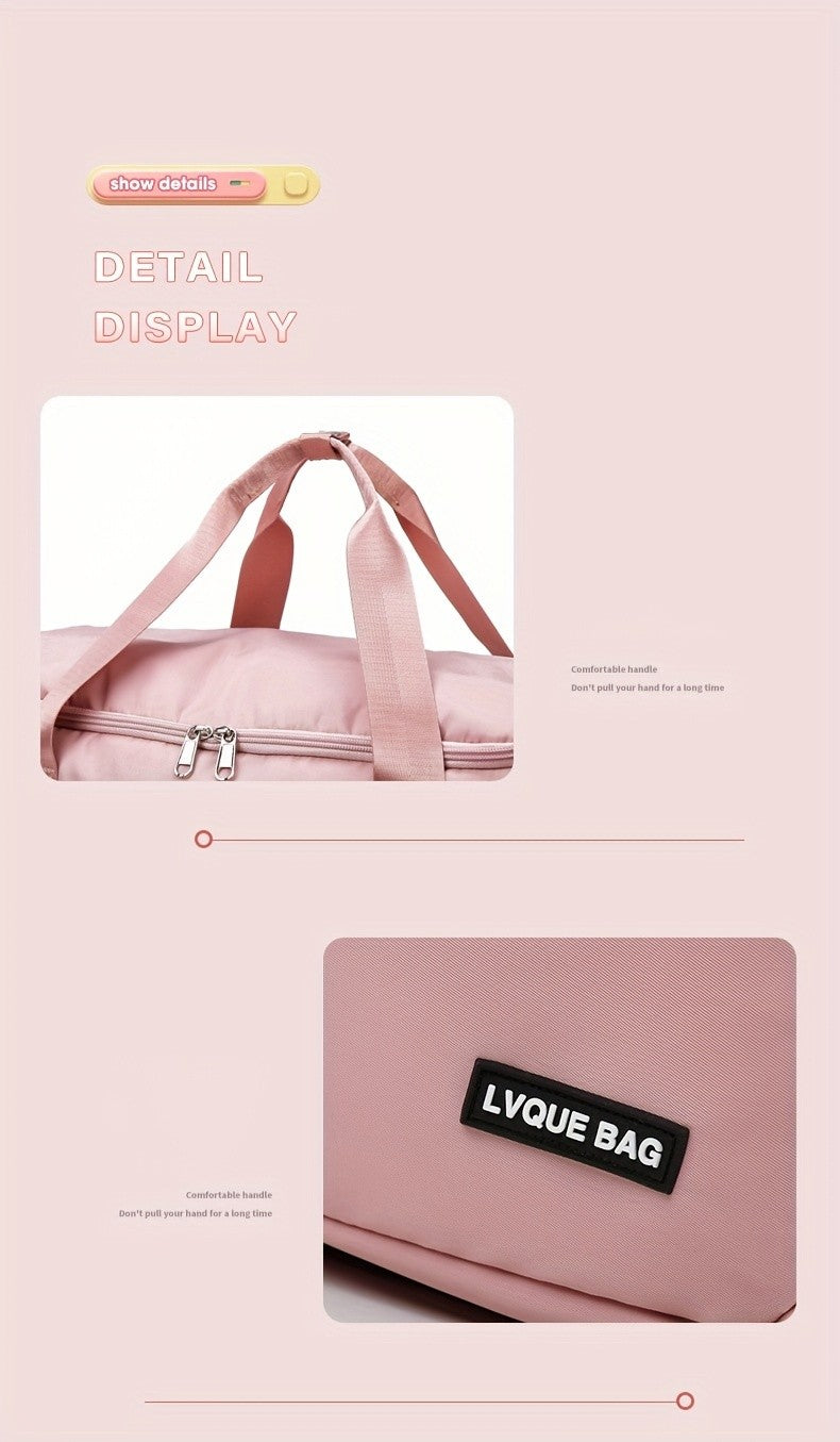 Multifunctional Women's Travel and Fitness Bag - Stylish Pink, Large Capacity, Separate Footwear Compartment