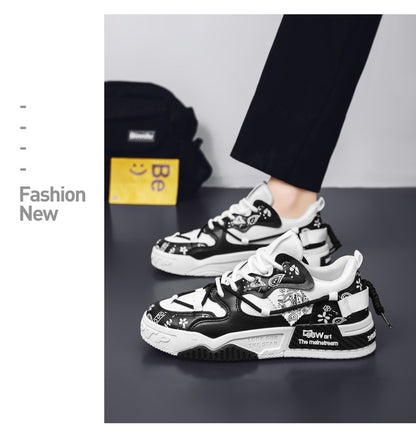 Men's thick soled casual shoes four season soft soled outdoor walking shoes student flat shoes youth fashion sports board shoes