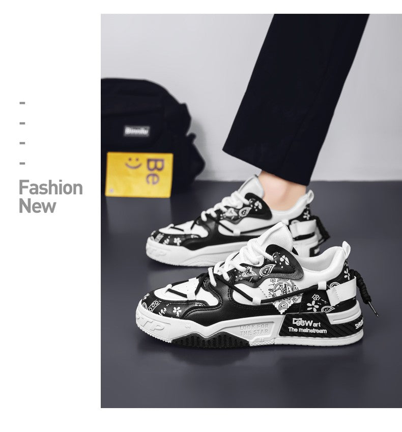 Men's thick soled casual shoes four season soft soled outdoor walking shoes student flat shoes youth fashion sports board shoes