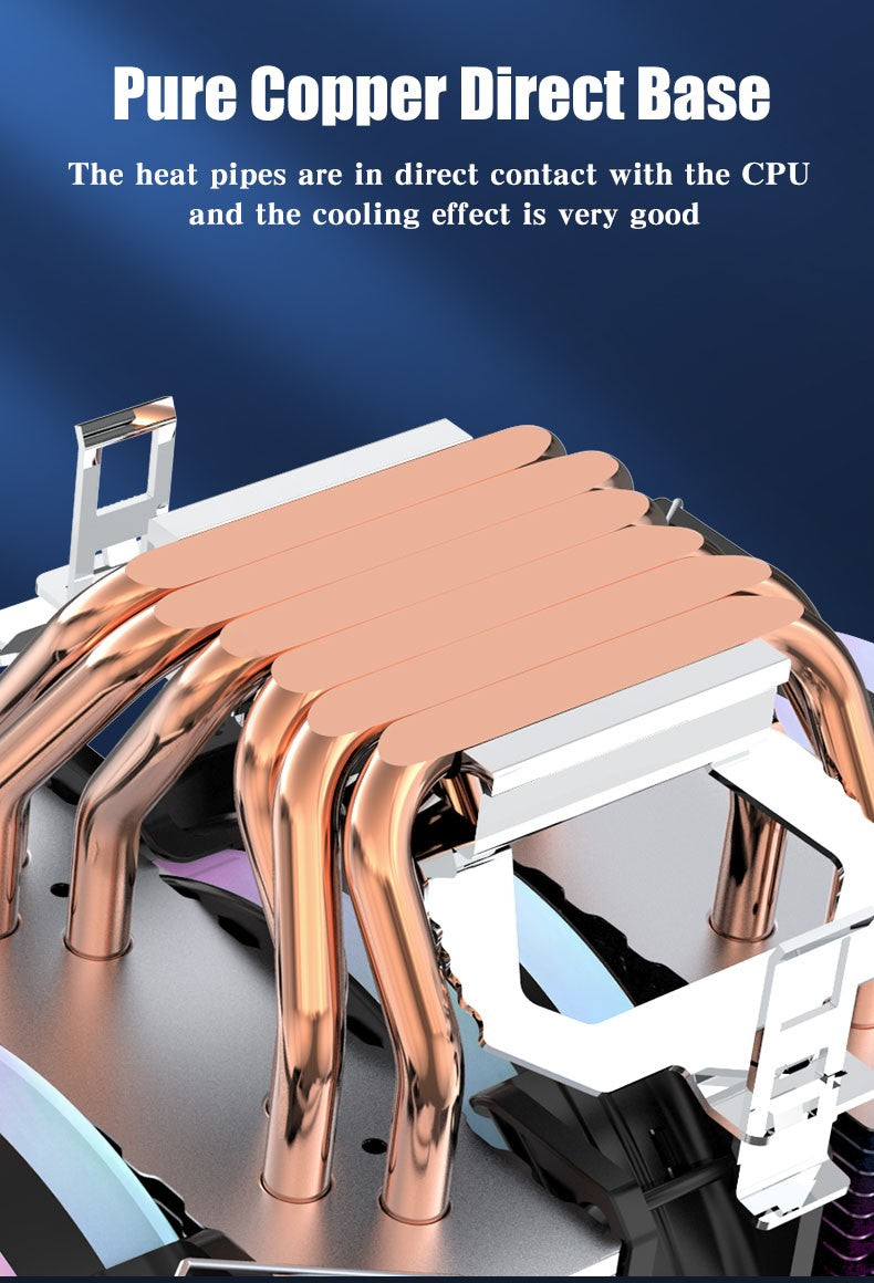 6 Heat Pipes ARGB CPU Air Cooler 4 Pin PWM Quiet CPU Cooling Fan for Intel LGA 1700 2011 1200 1156 X79 X99 AM3 AM4 PC Radiator