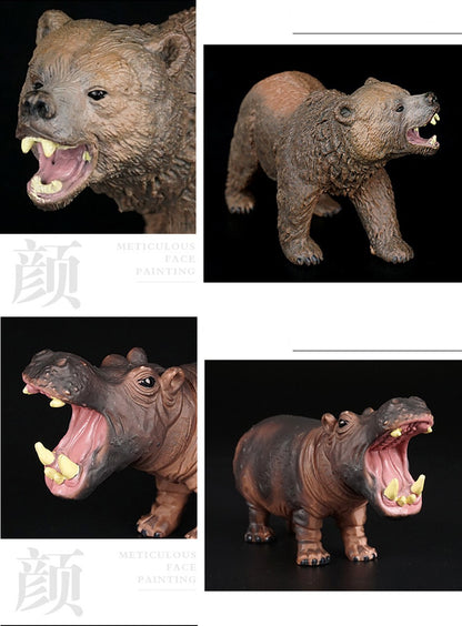 Simulation Wild Animal Elephant Lion Graffe Brown Bear Action Figures Wildlife Sika Deer Hippo Zebra Crocodile Figurines Kid Toy