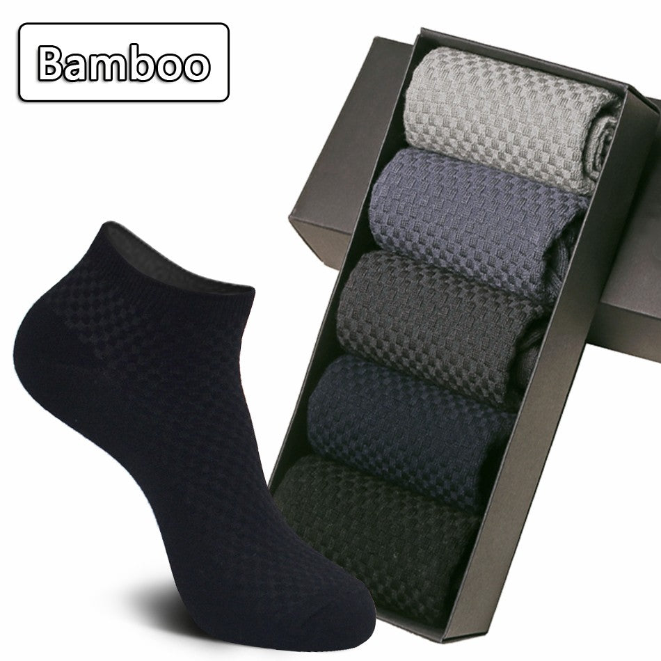 5Pairs/lot Men Socks Bamboo Fiber Short Ankle Socks High Quality Summer Winter Business Breathable Male Short Sock Meias Man Sox