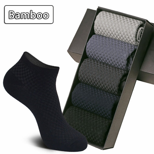 5Pairs/lot Men Socks Bamboo Fiber Short Ankle Socks High Quality Summer Winter Business Breathable Male Short Sock Meias Man Sox
