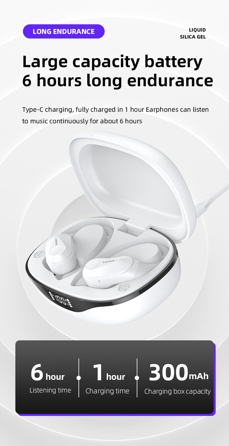 Lenovo LP75 Wireless TWS Sports Bluetooth5.3 Headphones Ear Hook Noise Reduction HiFi Stereo Waterproof Gaming Earphone with Mic